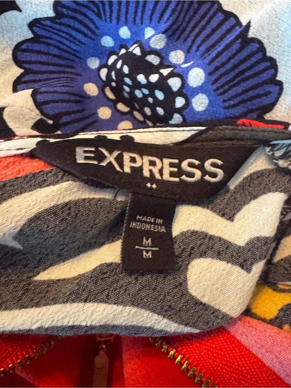 Express Bold Floral Patchwork Mini Dress - Red, Yellow, Blue, Black, Cream - Picture 7 of 7